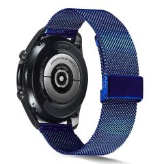 Huawei Watch 3 / Watch 3 Pro Uyumlu Hasır Metal Kordon Klipsli Tel Örgü Kayış Lacivert