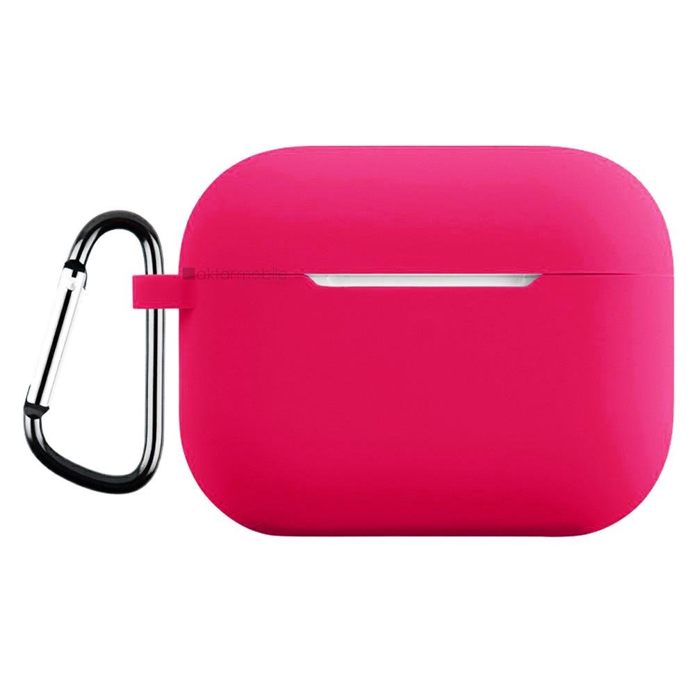 Airpods Pro 3. Nesil Uyumlu Kılıf Hoparlör ve Mikrofon Delikli Silikon Kapak Soft Yumuşak Dokulu Koyu Pembe