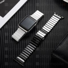 Apple Watch 8 41 mm uyumlu Seramik Kordon Baklalı Premium Seramik Kayış