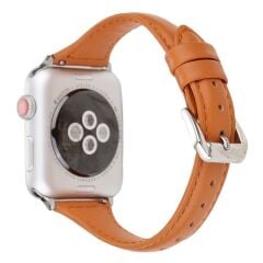 Apple Watch 8 41 mm uyumlu Deri Kordon Premium Dikişli İnce Deri Kayış