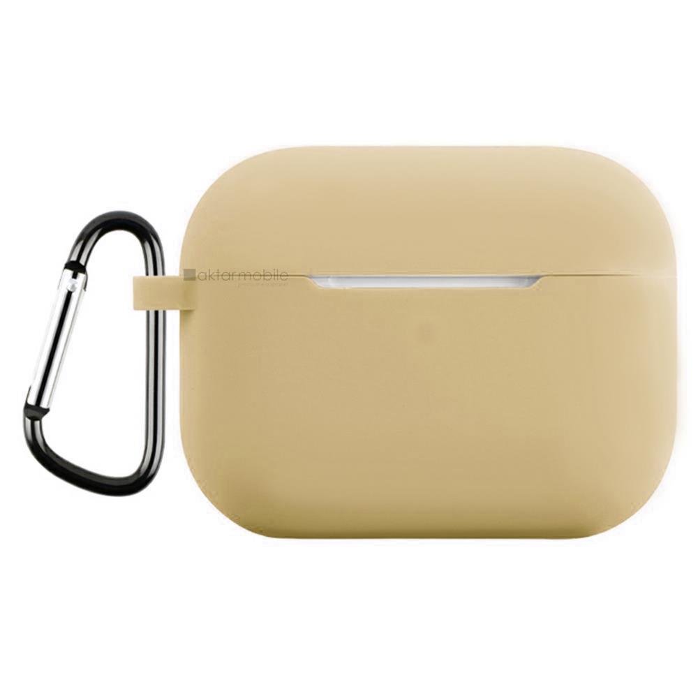 Airpods Pro 3. Nesil Uyumlu Kılıf Hoparlör ve Mikrofon Delikli Silikon Kapak Soft Yumuşak Dokulu Bej