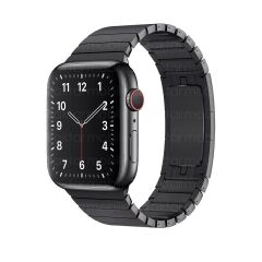 Apple Watch 7 6 SE 5 4 3 2 1 - 38 / 40 / 41 mm uyumlu Metal Kordon Baklalı Model Bilezik Çelik Kayış Siyah