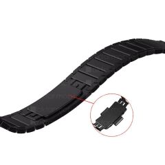 Apple Watch 7 6 SE 5 4 3 2 1 - 38 / 40 / 41 mm uyumlu Metal Kordon Baklalı Model Bilezik Çelik Kayış Siyah