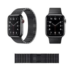 Apple Watch 7 6 SE 5 4 3 2 1 - 38 / 40 / 41 mm uyumlu Metal Kordon Baklalı Model Bilezik Çelik Kayış Siyah