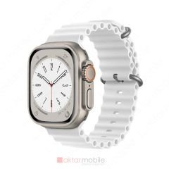 Apple Watch Ultra 49 mm uyumlu Silikon Kordon Ocean Kordon Silindirik Kayış Beyaz
