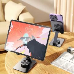 Masa Üstü Metal Telefon Standı Tablet Tutucu 360 Dönebilen Ayarlanabilir Açı Çok Fonksiyonlu