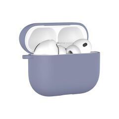Airpods Pro 3. Nesil Uyumlu Kılıf Hoparlör ve Mikrofon Delikli Silikon Kapak Soft Yumuşak Dokulu Levander Gray