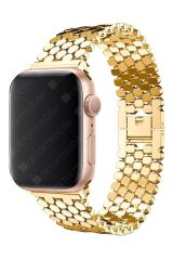Apple Watch 8 41 mm uyumlu Metal Kordon Hegzagonal Tasarım Premium Kayış
