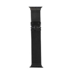 Apple Watch Ultra / Ultra 2 49 mm Uyumlu Hasır Metal Örgü Kordon Kayış Ayarlanabilir Kilitli Toka Siyah