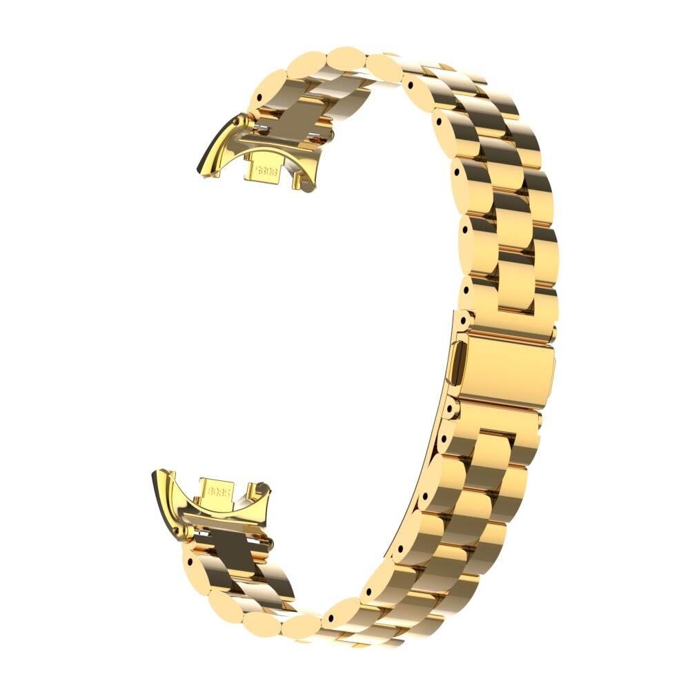 Xiaomi Mi Band 8 / 9 Uyumlu Metal Kordon Premium Paslanmaz Çelik Kayış Baklalı Model - Özel Pim Gold