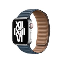 Apple Watch 38 mm 40 mm Uyumlu Baklalı Model Deri Kordon Mıknatıslı Deri Kayış Premium Lacivert