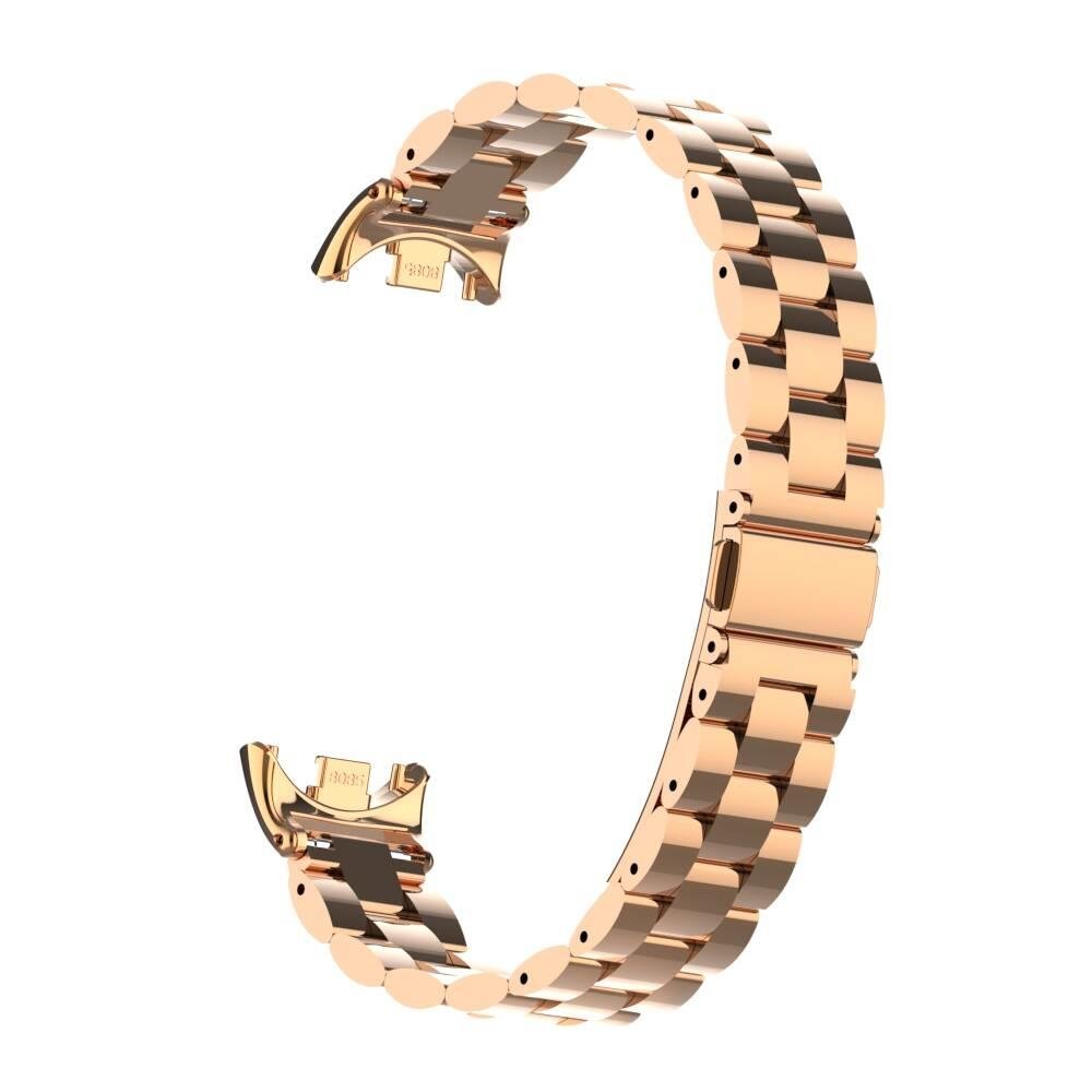 Xiaomi Mi Band 8 / 9 Uyumlu Metal Kordon Premium Paslanmaz Çelik Kayış Baklalı Model - Özel Pim Rose Gold