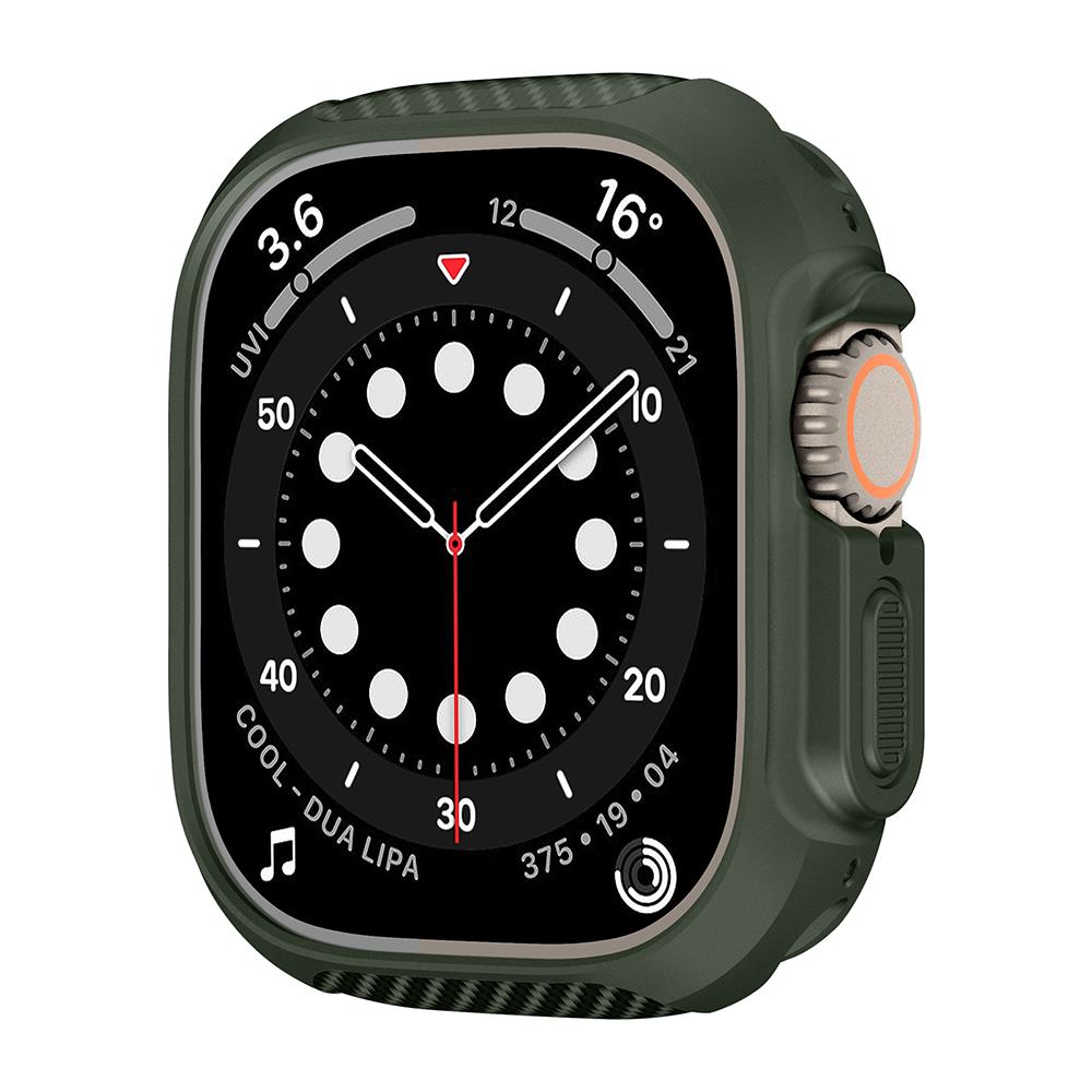 Apple Watch Ultra / Ultra 2 49 mm uyumlu Kasa Koruyucu Darbe Emici Silikon Karbon Desenli (Önü Açık)