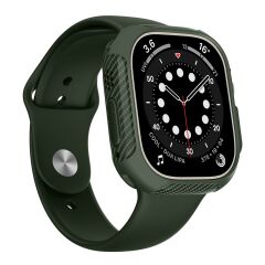 Apple Watch Ultra / Ultra 2 49 mm uyumlu Kasa Koruyucu Darbe Emici Silikon Karbon Desenli (Önü Açık)