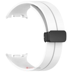 Galaxy Watch 8 40 / 44 mm uyumlu Silikon Kordon Magnetik D Tokalı Spor Kayış Mıknatıslı Toka Beyaz