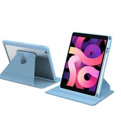 iPad 8. Nesil 2020 10.2 Uyumlu Kılıf 360° Dönebilen Kalem Bölmeli Standlı Akıllı Kapak Premium Mavi