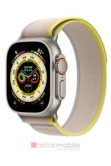 Apple Watch Ultra 49 mm uyumlu Kordon Trail Loop Naylon Örgü Kayış Beyaz - Sarı