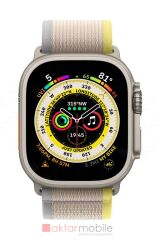Apple Watch Ultra 49 mm uyumlu Kordon Trail Loop Naylon Örgü Kayış Beyaz - Sarı