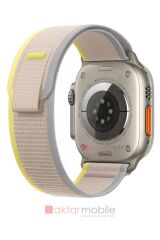 Apple Watch Ultra 49 mm uyumlu Kordon Trail Loop Naylon Örgü Kayış Beyaz - Sarı