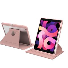 iPad 8. Nesil 2020 10.2 Uyumlu Kılıf 360° Dönebilen Kalem Bölmeli Standlı Akıllı Kapak Premium Pudra