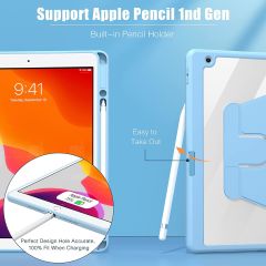 iPad 8. Nesil 2020 10.2 Uyumlu Kılıf 360° Dönebilen Kalem Bölmeli Standlı Akıllı Kapak Premium Pudra