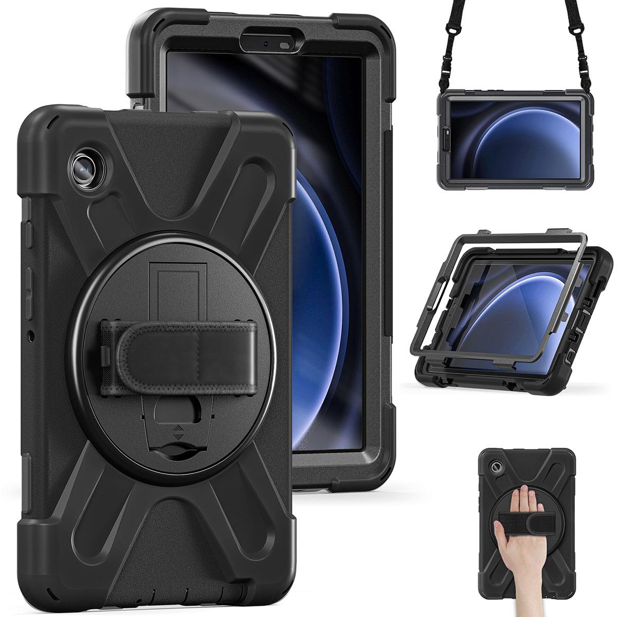 Galaxy Tab A9 8.7'' uyumlu Kılıf Askılı Standlı Defender Üstün Koruma Zırh Tank Tablet Kılıfı