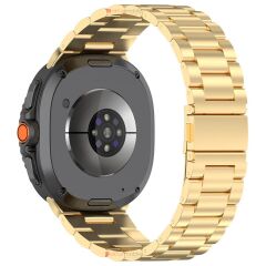 Galaxy Watch 8 40 / 44 mm Uyumlu Metal Kordon Premium Paslanmaz Çelik Kayış Baklalı Model Özel Pim Gold