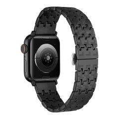 Apple Watch 6 SE 5 4 3 2 1 38 40 mm Metal Kordon Zikzak Tasarımlı Premium Paslanmaz Çelik Kayış Siyah