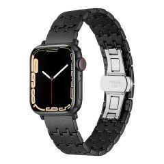 Apple Watch 6 SE 5 4 3 2 1 38 40 mm Metal Kordon Zikzak Tasarımlı Premium Paslanmaz Çelik Kayış Siyah