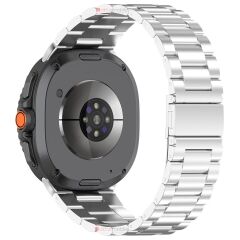 Galaxy Watch 8 40 / 44 mm Uyumlu Metal Kordon Premium Paslanmaz Çelik Kayış Baklalı Model Özel Pim Gümüş