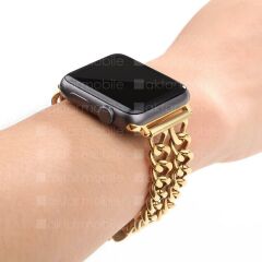 Apple Watch 10 46 mm uyumlu Zincirli Metal Kordon Zincir Tasarım Kayış