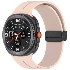 Galaxy Watch 8 40 / 44 mm uyumlu Silikon Kordon Magnetik D Tokalı Spor Kayış Mıknatıslı Toka Pudra