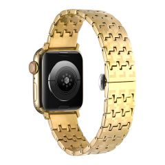 Apple Watch 6 SE 5 4 3 2 1 38 40 mm Metal Kordon Zikzak Tasarımlı Premium Paslanmaz Çelik Kayış Gold
