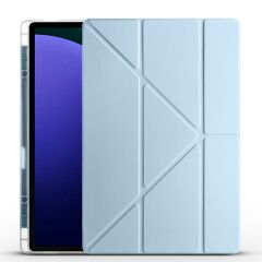 Galaxy Tab S9 Ultra 14.6'' SM-X910 Uyumlu Kılıf Kalem Bölmeli Standlı Uyku Modlu Kapaklı Tablet Kılıf Mavi