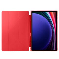 Galaxy Tab S9 Ultra 14.6'' SM-X910 Uyumlu Kılıf Kalem Bölmeli Standlı Uyku Modlu Kapaklı Tablet Kılıf Kırmızı