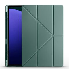 Galaxy Tab S9 Ultra 14.6'' SM-X910 Uyumlu Kılıf Kalem Bölmeli Standlı Uyku Modlu Kapaklı Tablet Kılıf Koyu Yeşil