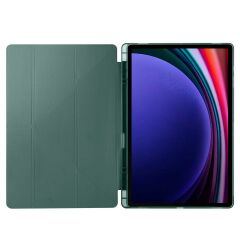 Galaxy Tab S9 Ultra 14.6'' SM-X910 Uyumlu Kılıf Kalem Bölmeli Standlı Uyku Modlu Kapaklı Tablet Kılıf Koyu Yeşil