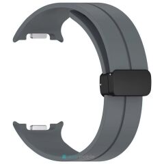Galaxy Watch 8 Classic 46 mm uyumlu Silikon Kordon Magnetik D Tokalı Spor Kayış Mıknatıslı Toka Füme