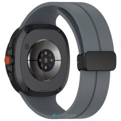 Galaxy Watch 8 Classic 46 mm uyumlu Silikon Kordon Magnetik D Tokalı Spor Kayış Mıknatıslı Toka Füme