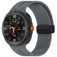 Galaxy Watch 8 Classic 46 mm uyumlu Silikon Kordon Magnetik D Tokalı Spor Kayış Mıknatıslı Toka Füme