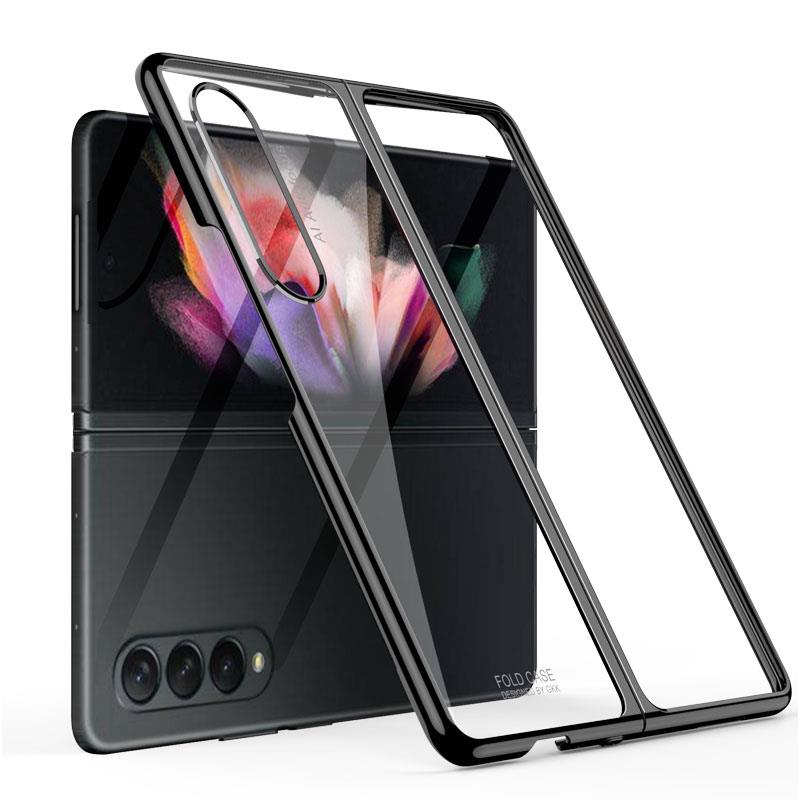 Samsung Galaxy Z Fold 3 Kılıf Premium Kapak Tam Uyumlu 2 Parça Metalik Renk Ultra İnce Electroplate Siyah