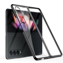 Samsung Galaxy Z Fold 3 Kılıf Premium Kapak Tam Uyumlu 2 Parça Metalik Renk Ultra İnce Electroplate Siyah