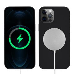 iPhone 13 Pro Max Kılıf MagSafe Özellikli İçi Kadife Silikon Kapak Siyah