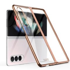 Samsung Galaxy Z Fold 3 Kılıf Premium Kapak Tam Uyumlu 2 Parça Metalik Renk Ultra İnce Electroplate Rose Gold