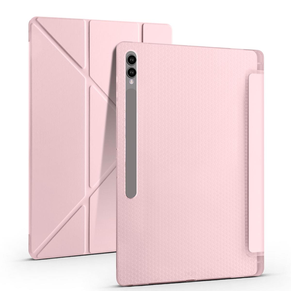 Galaxy Tab S9 Ultra 14.6'' SM-X910 Uyumlu Kılıf Kalem Bölmeli Standlı Uyku Modlu Kapaklı Tablet Kılıf Rose Gold