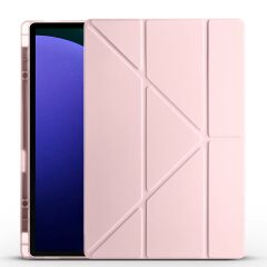 Galaxy Tab S9 Ultra 14.6'' SM-X910 Uyumlu Kılıf Kalem Bölmeli Standlı Uyku Modlu Kapaklı Tablet Kılıf Rose Gold