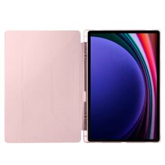Galaxy Tab S9 Ultra 14.6'' SM-X910 Uyumlu Kılıf Kalem Bölmeli Standlı Uyku Modlu Kapaklı Tablet Kılıf Rose Gold