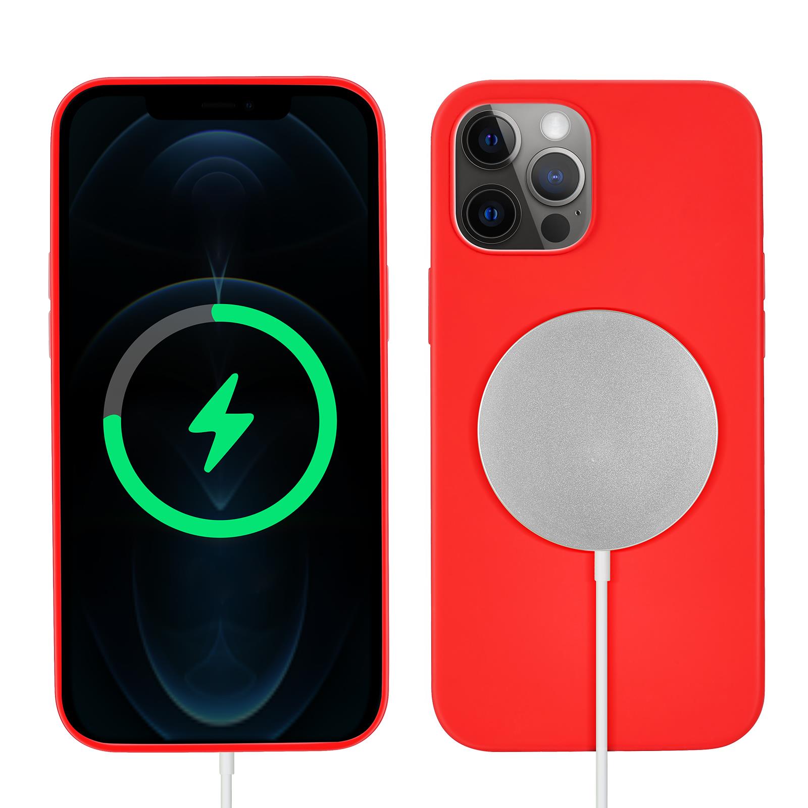 iPhone 13 Pro Max Kılıf MagSafe Özellikli İçi Kadife Silikon Kapak Kırmızı