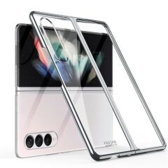 Samsung Galaxy Z Fold 3 Kılıf Premium Kapak Tam Uyumlu 2 Parça Metalik Renk Ultra İnce Electroplate Gümüş