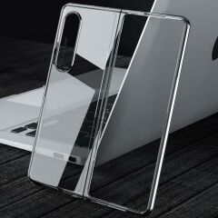 Samsung Galaxy Z Fold 3 Kılıf Premium Kapak Tam Uyumlu 2 Parça Metalik Renk Ultra İnce Electroplate Gümüş